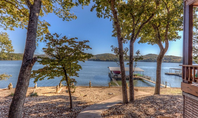 Roach House | Amazing Family Fun Lakefront Log Home with Pool & Views
