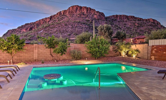 Phoenix House | Desert Butte View Home with Heated Pool & Top Amenities