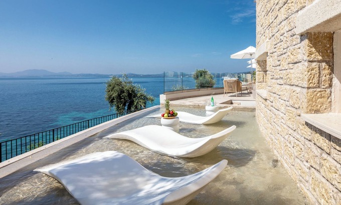 Barbati Villa | Seafront Villa with Infinity Pool and Spa Amenities