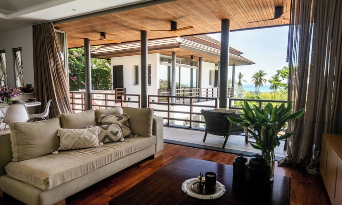 Na Thon Villa | Elegant 3-Bedroom Villa with Sea Views, Pool & Cinema