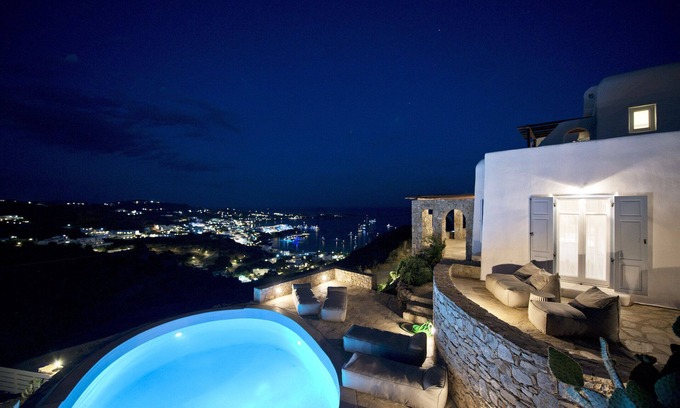 Psarou Villa | Idyllic Psarou Villa with Private Heated Pool & Ocean Views