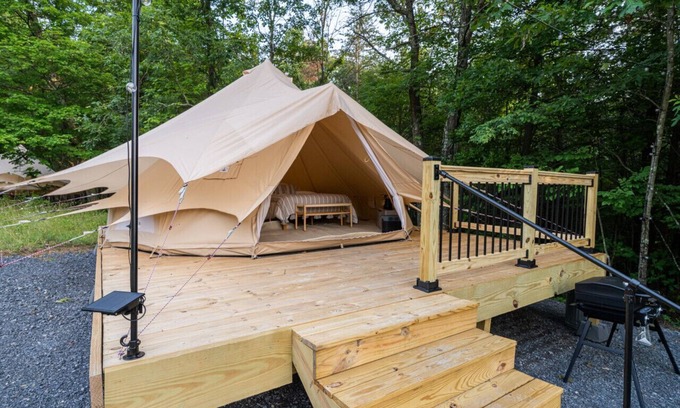 Great Cacapon RV Rental | Cozy Berkeley Tent: Family-Friendly Camping Experience