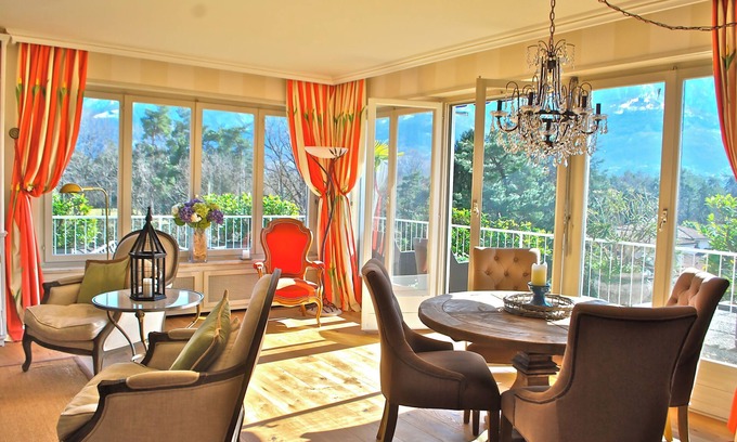 Ascona Apartment | Elegant Ascona Penthouse Steps from Golf and Beach