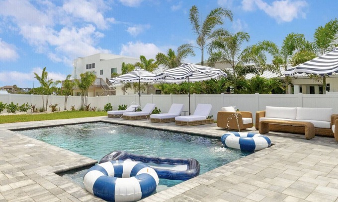 Cocoa Beach House | Luxury Cocoa Beach Oceanview Beach House Heated Private Pool, Spa & Beach Access Sleeps 12a