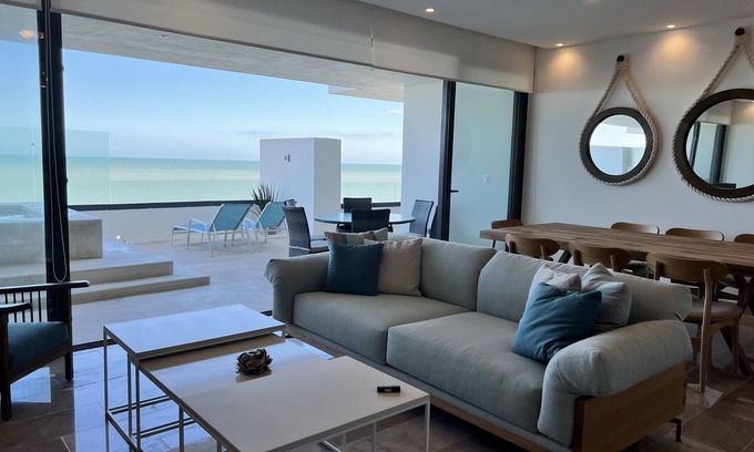 Telchac Puerto Condo | Exquisite Condo with Private Jacuzzi and Scenic Flamingo Views
