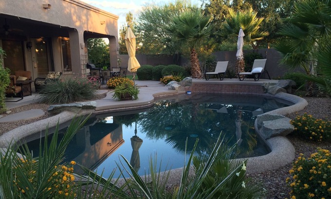 Melody Ranch House | Elegant Custom Home with Heated Pool Near Superstition Springs