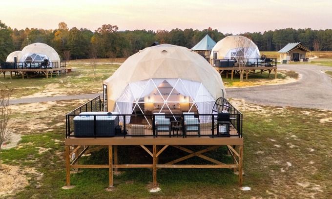 Coosa Resort | Luxury Geodesic Dome: Hot Tub & Lake Views
