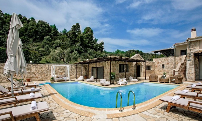 Nea Skioni Villa | Elegant Kassandra Villa with Private Pool and Spa Amenities