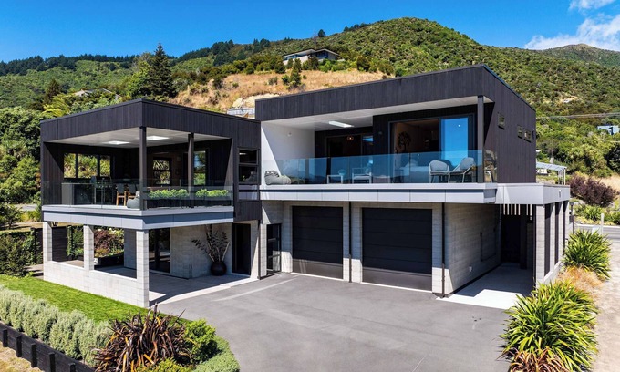 Waikawa Bay House | Luxury Home with Ocean & Native Bush Views