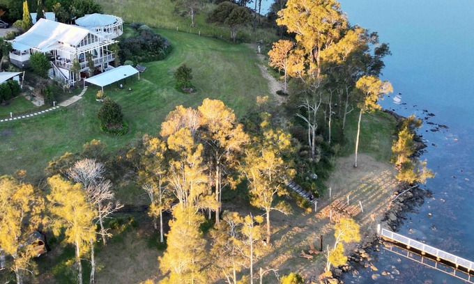 Wallis Lake House | Picturesque Lake Front Retreat with Pool and Ocean Views