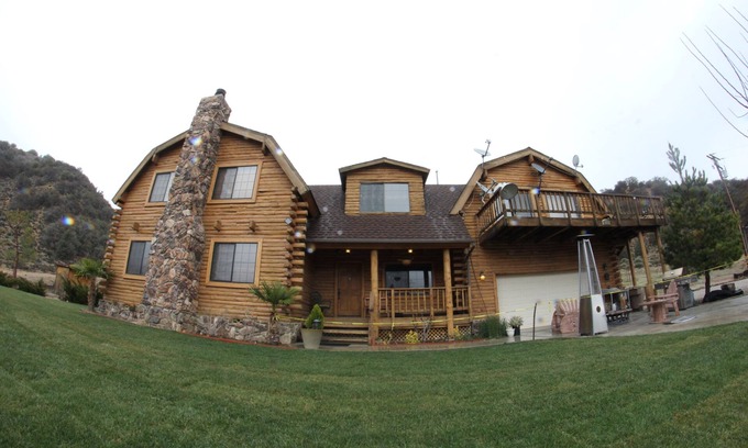 Lebec Cabin | Tranquil Log Home Retreat with Private Pool & Ocean Views