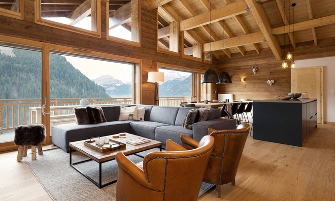 Chatel Apartment | Elegant Penthouse with Fireplace Near Slopes & City