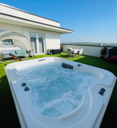 Sibiu Apartment | Top-Rated Belvedere Penthouse with Hot Tub & Accessibility