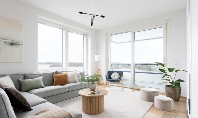 Kallio Apartment | Elegant Penthouse with Ocean Views & Private Sauna Retreat