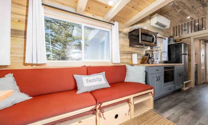 Montrose Cabin | Relaxing Pond-Front Tiny Home with Pool & Hot Tub Amenities