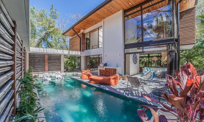 Playa Guiones Villa | Luxury Tropical Bamboo Villa w/pool surrounded by jungle & steps from the beach