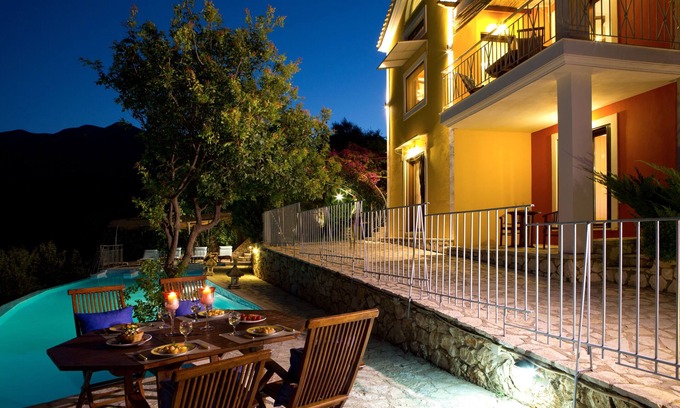 Nidri Villa | Oceanfront Villa Rose with Private Pool & Guest Rated 9.8