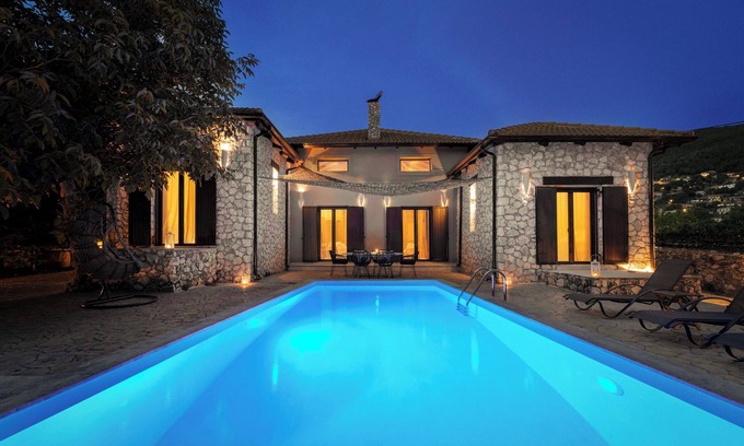 Marantochori Villa | Luxury villa with private pool, 10 mins drive from the beach |by Lefkas G-Villas