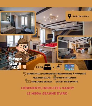 Poincare - Foch - Anatole France - Croix de Bourgogne Apartment | Family-Friendly Méga Jeanne d'Arc Billard with High Ratings