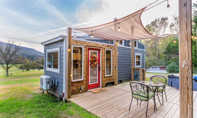 Wildwood House | Magnolia Tiny Home with Hot Tub and Scenic Mountain Views