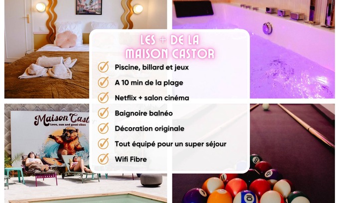 Mimizan House | *Maison Castor* Balneo, pool and billiards! 10 minutes from the ocean!