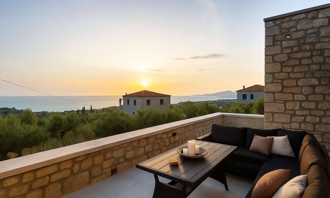 Lefktron House | Mani Stone Villa: Discover Panoramic Views & Family Comfort