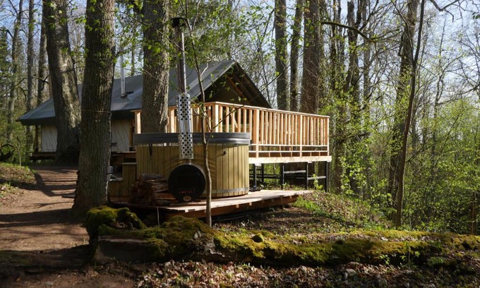 Dikli Parish Other | Top-Rated Mežurgu Teltis with Hot Tub & Kitchen Access