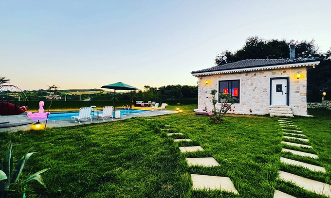 Kandira Villa | Meda Suite: Private Pool & Ocean View in a Stone House