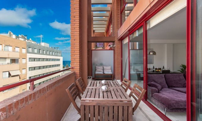 Diagonal Mar i el Front Maritim del Poblenou Apartment | Coastal Duplex Retreat with Terrace and Sea Views