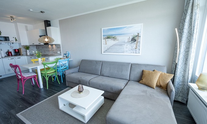 Dahme Apartment | Oceanfront Escape: Beach Views & Cozy Lounge Included