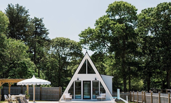Brewster Cottage | Modern A-Frame Cottage with Pool Near the Beach