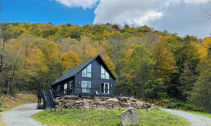 Callicoon Center House | Modern Black-Clad 3BR with Private Pond in Callicoon Center