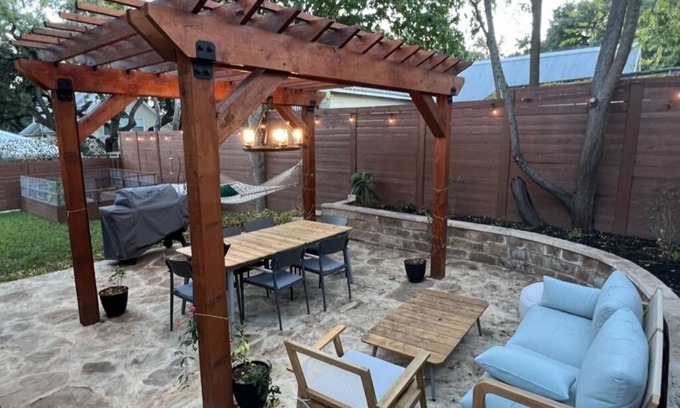 South Lamar House | Modern Comfort: Hidden Gem Home with Patio and Pool