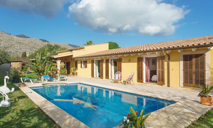 Pollensa Villa | Rustic Modern Villa with Pool and Ocean Views Near Town