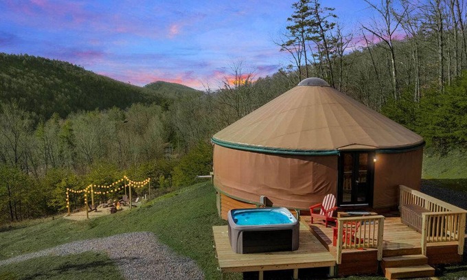 Wardensville House | Inviting Yurt with Scenic Views, Hot Tub & Full Amenities