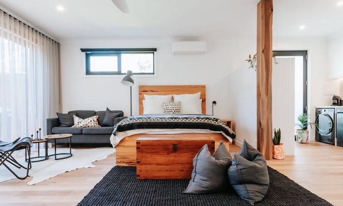 Flinders Apartment | Morradoo Studio - Unwind by the cozy fireplace with firewood.