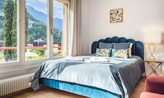 Veytaux Apartment | Mountain Sunrise Studio: Guest Rated 8.6/10 Escape