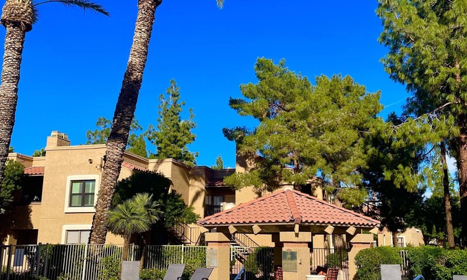 Central Scottsdale Condo | Mountain View Zen: 2 Bdrm Retreat with Pool & Spa