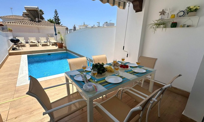 Nerja City Centre Villa | Villa Daisy: Oceanfront Oasis with Pool & Spa Amenities