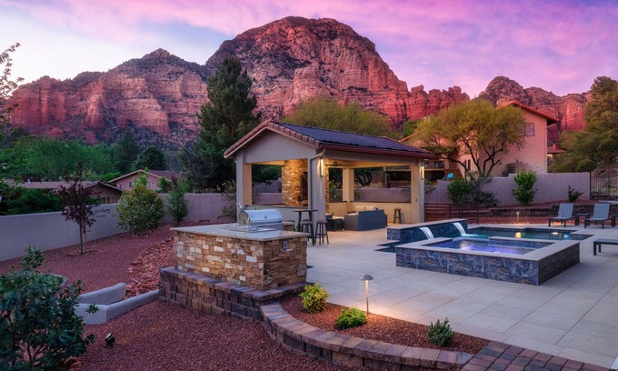 West Sedona House | Relax at New Backyard Oasis with Salt Water Pool & Hot Tub