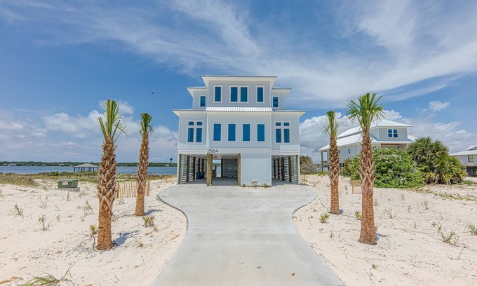 Gulf Shores House | Coastal Modern Retreat: 9BR Home with Pool Steps From Beach