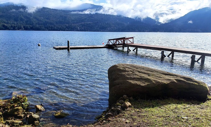 Sudden Valley Cabin | Tranquil Lakefront Cabin with Boat Dock & Ocean Views