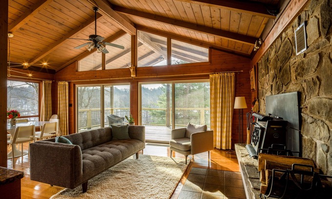 Ellenville Cabin | Mid Century Hillside 4-Bed Nature Retreat with Pool & Pets