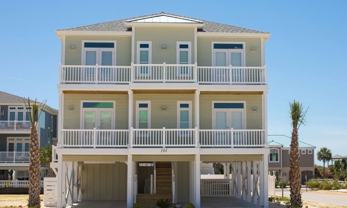 Ocean Isle Beach House | Ocean View Retreat with Huge Pool for Large Groups