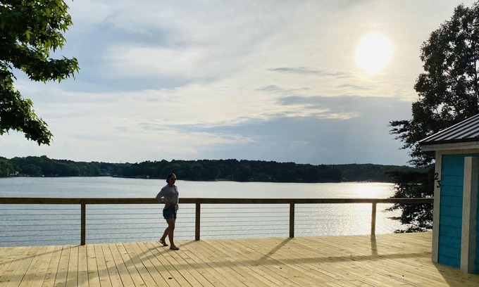 Steele Creek Cabin | New Waterfront Cabin on the Large Sundeck #23 by RedAwning