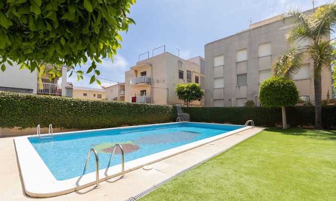 Cubelles Apartment | Cozy Apartment with Pool, A/C, and Ocean View for 4