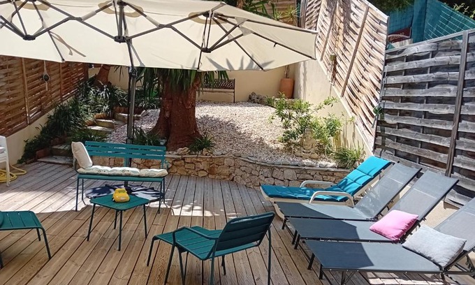 Saint Maurice Apartment | Bright Grand F1 with Private Garden & Pool in Nice-Gairaut