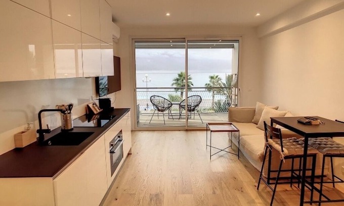 Fabron Apartment | Oceanfront F1 Escape with Balcony and Pool Access