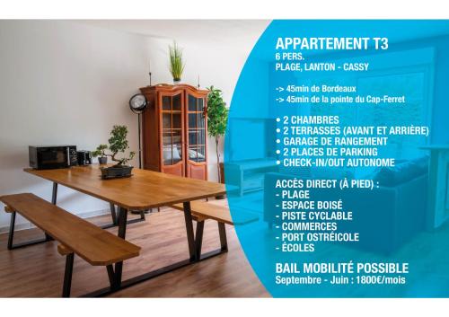 Lanton Apartment | Beachfront Bliss at Lanton Plage for 6 Travelers