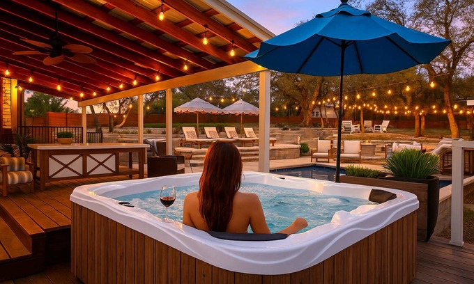 West Oak Hill House | Relaxing Oasis with Pool, Spa & Outdoor Movie Experience
